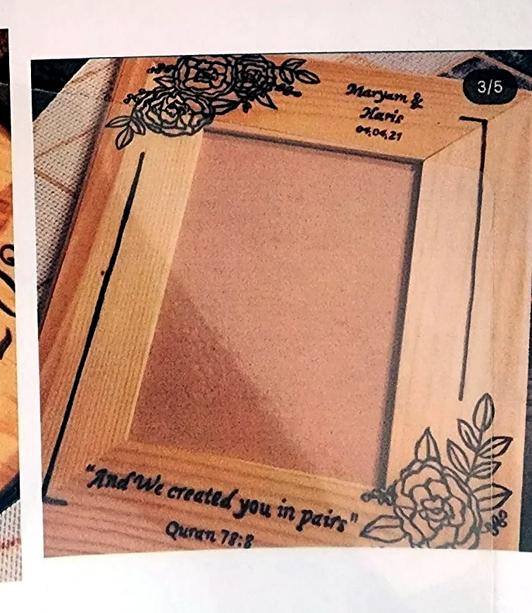 Personalized wood-burned picture frame