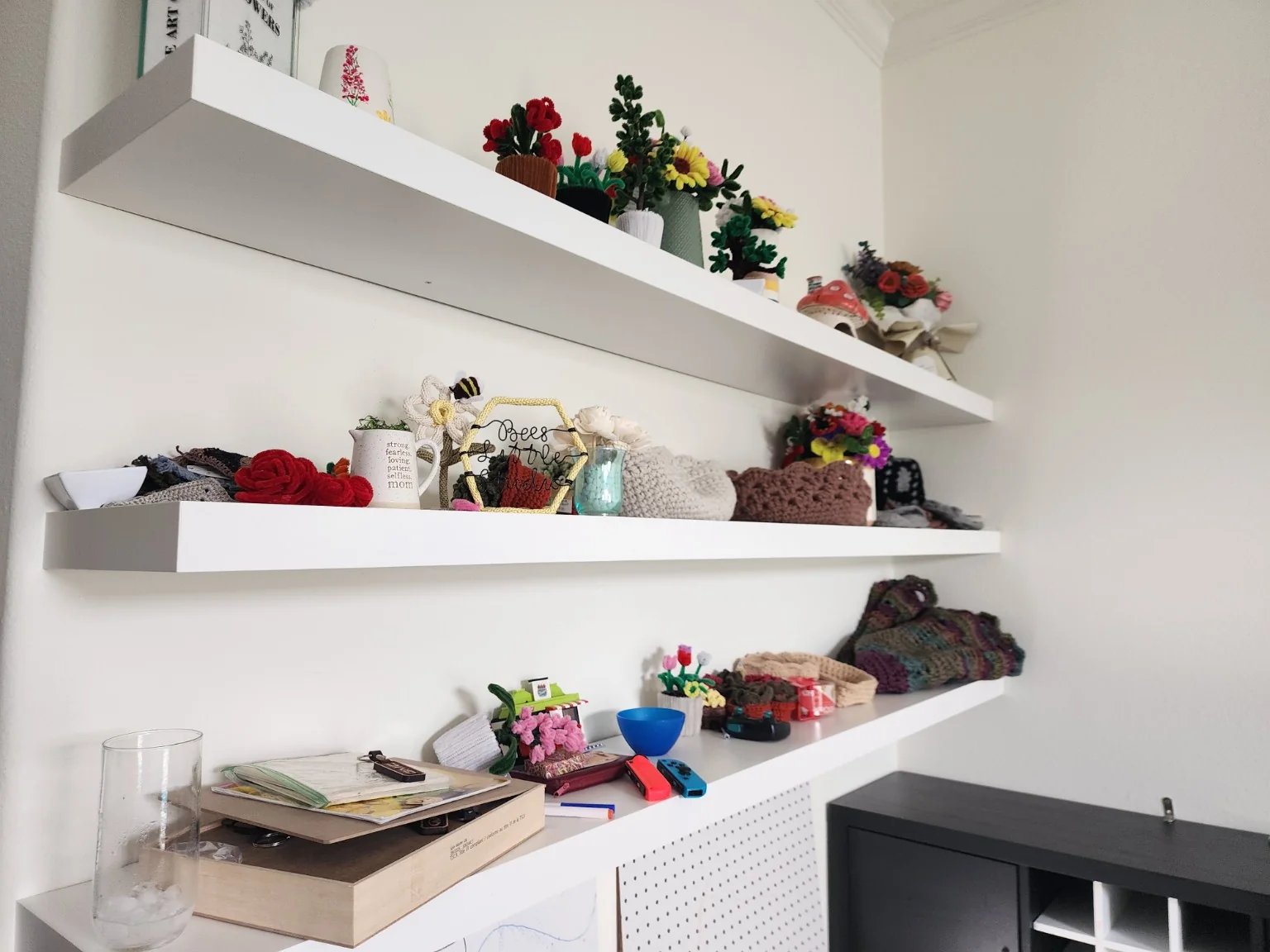 Shelves filled with handmade creations